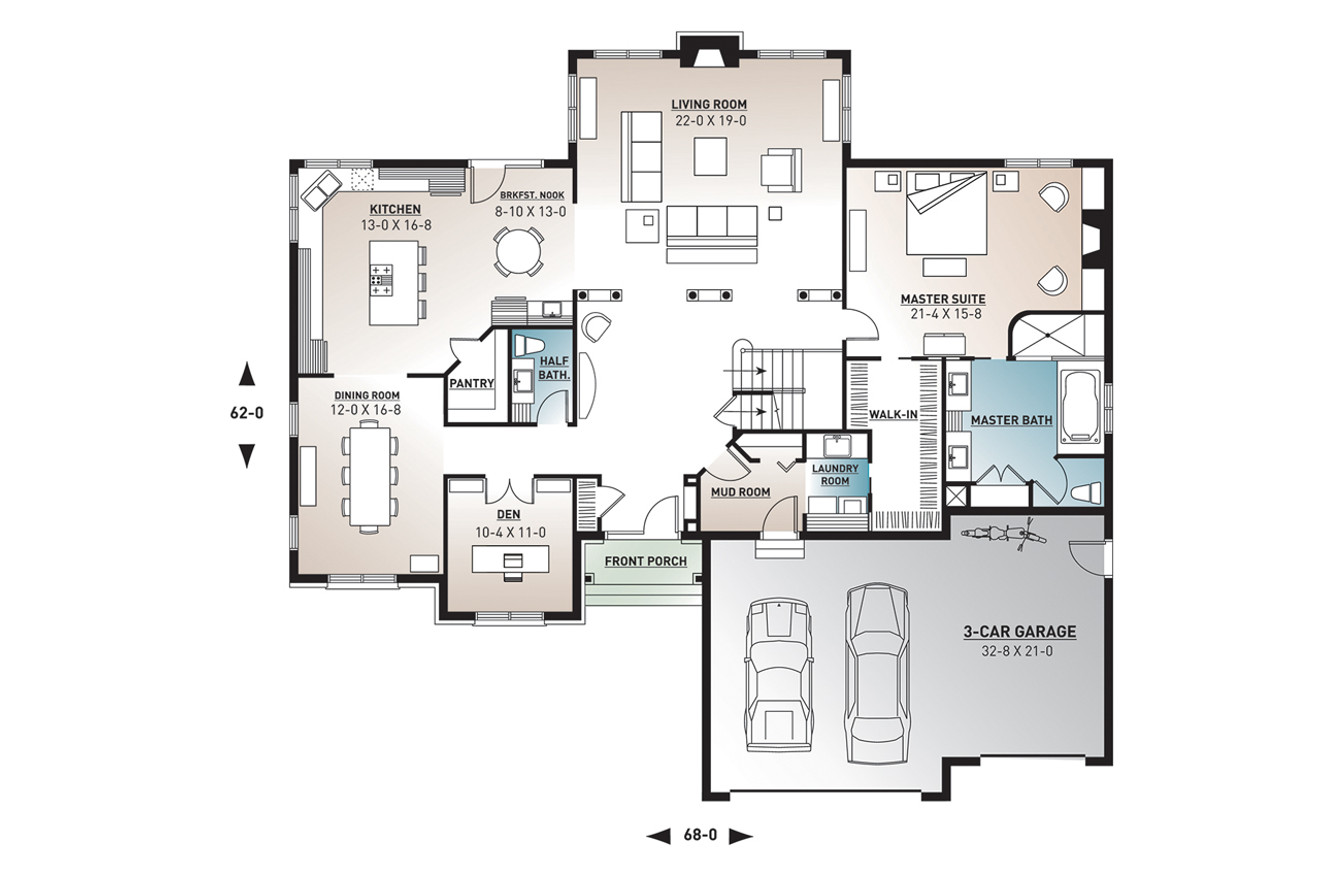 Country House Plan - Lancaster 58893 - 1st Floor Plan