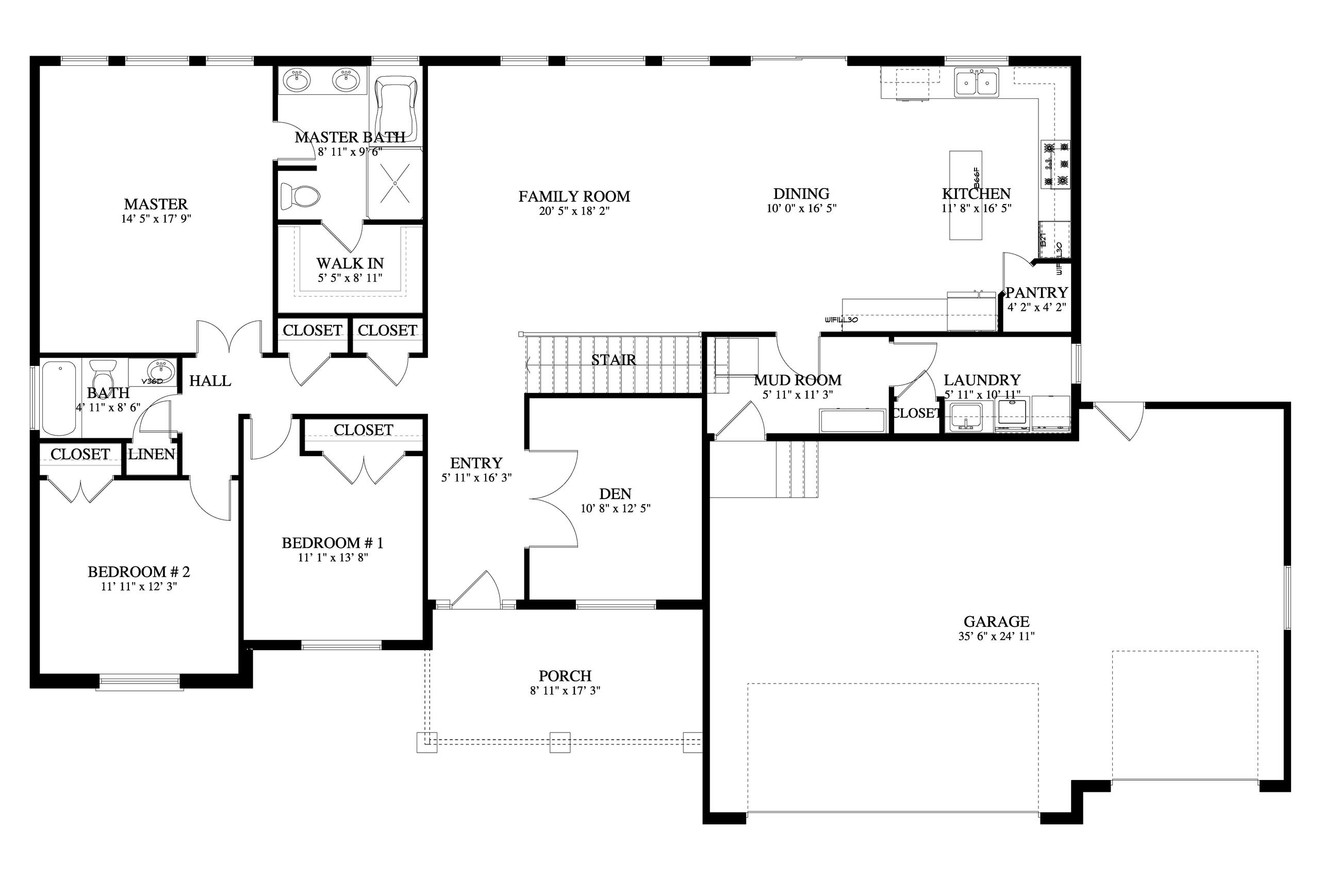 Traditional House Plan - Howlett 59074 - 1st Floor Plan