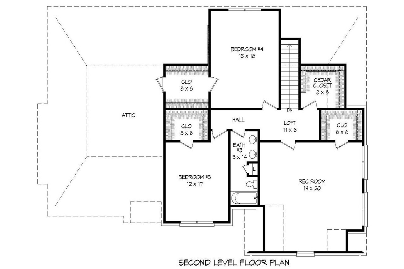 Secondary Image - Colonial House Plan - 59124 - 2nd Floor Plan