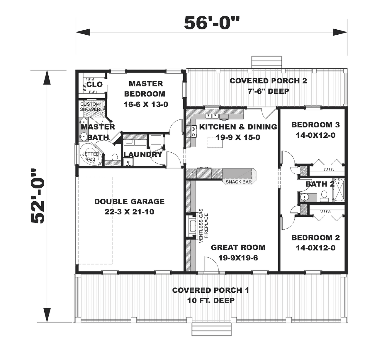 Farmhouse House Plan - 59133 - 1st Floor Plan