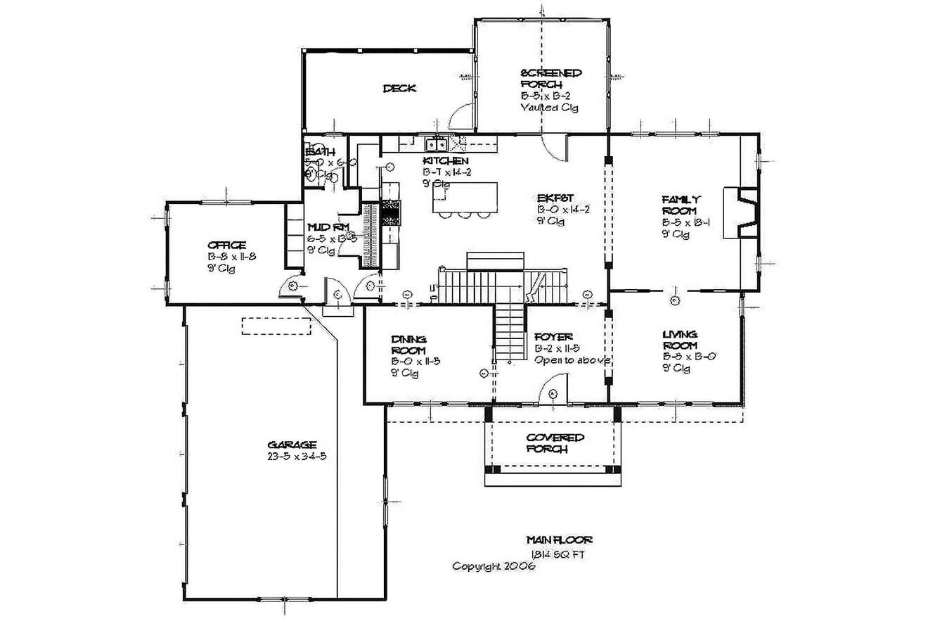 Traditional House Plan - Dover 59223 - 1st Floor Plan