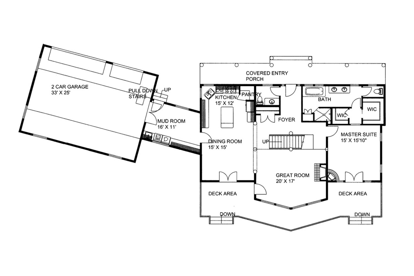 Craftsman House Plan - 59348 - 1st Floor Plan