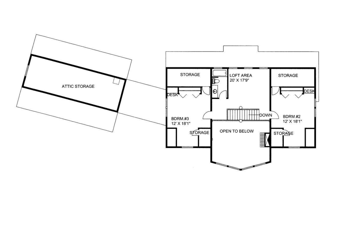 Secondary Image - Craftsman House Plan - 59348 - 2nd Floor Plan