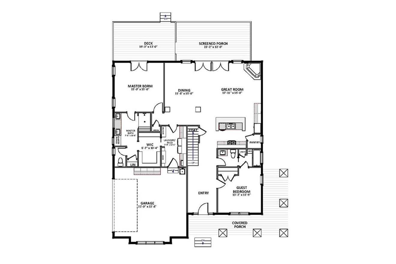 Craftsman House Plan - Camden 59920 - 1st Floor Plan