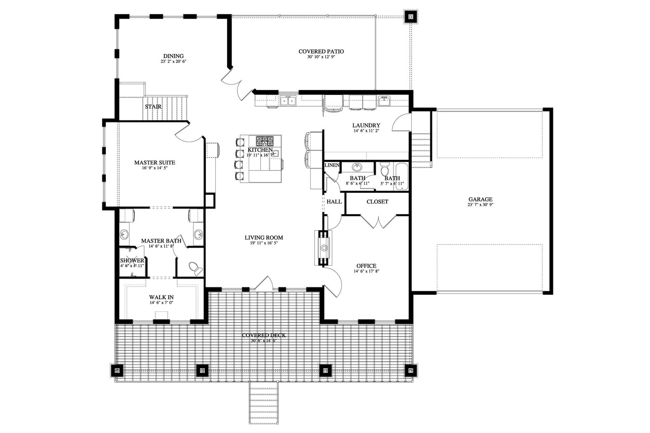 Craftsman House Plan - Grover 59924 - 1st Floor Plan