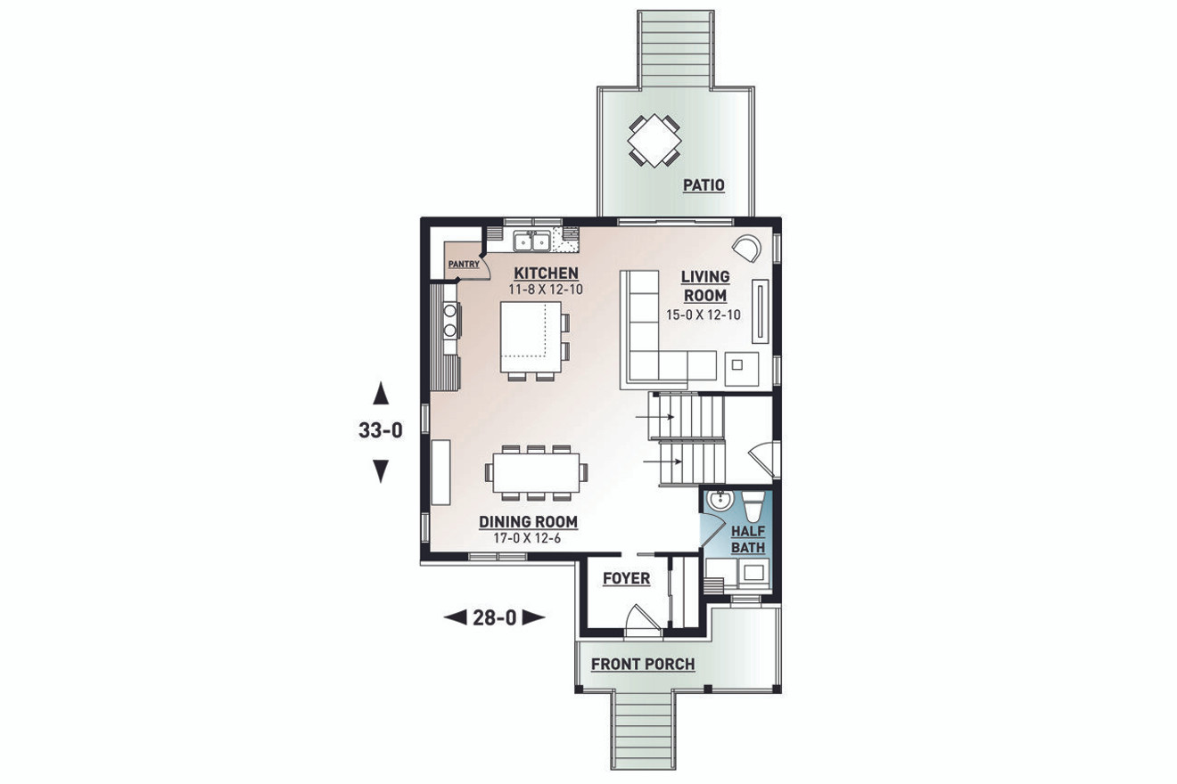 Craftsman House Plan - Kinkade 59997 - 1st Floor Plan