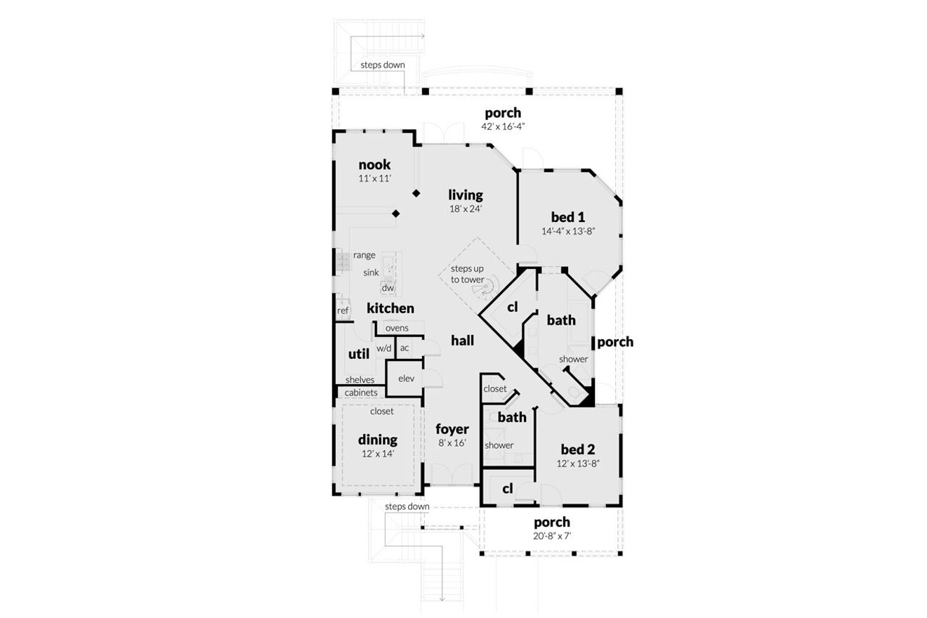 Modern House Plan - Ocean Springs 60074 - 1st Floor Plan