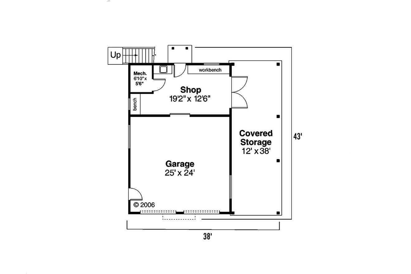 Craftsman House Plan - Garage 60082 - 1st Floor Plan