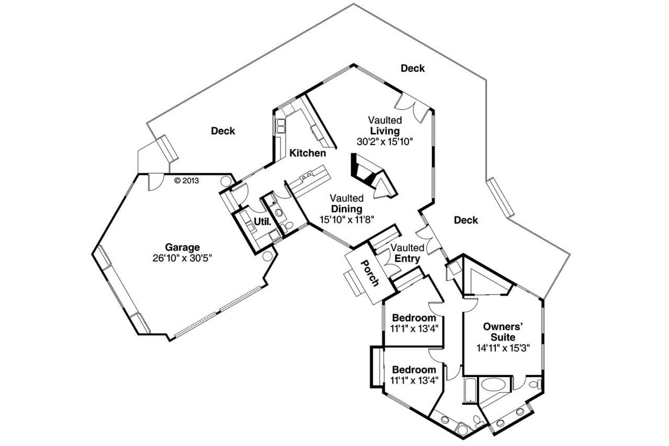 Contemporary House Plan - Encino 60137 - 1st Floor Plan