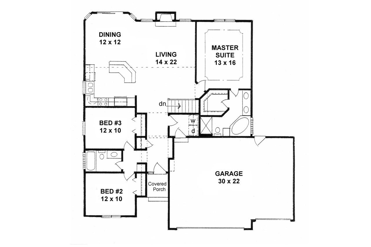 Ranch House Plan - 60182 - 1st Floor Plan