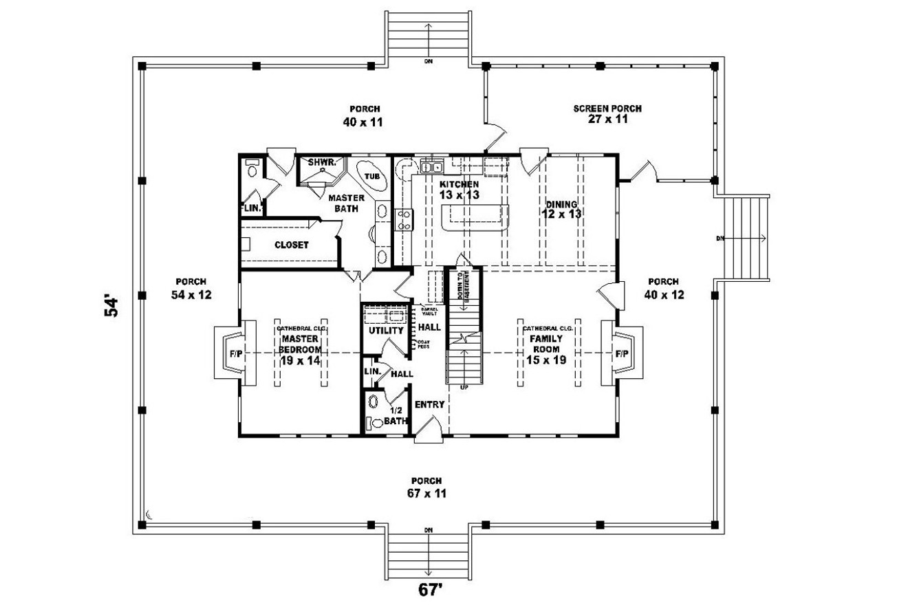 Country House Plan - 60318 - 1st Floor Plan