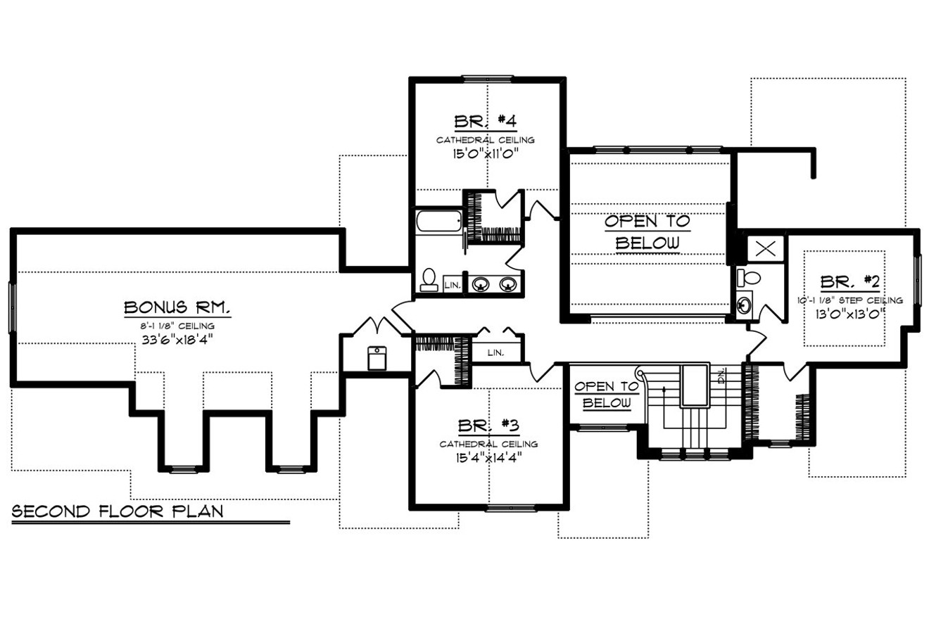 Secondary Image - Craftsman House Plan - 60388 - 2nd Floor Plan