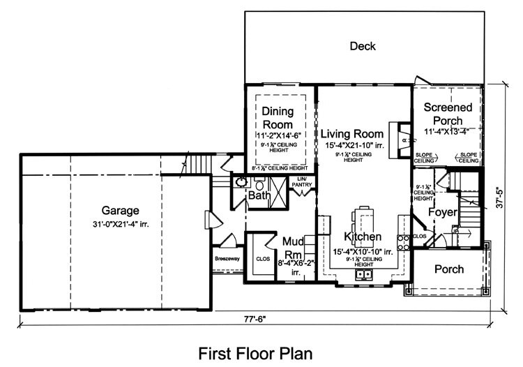 Lodge Style House Plan - The Crystal Bay 60446 - 1st Floor Plan