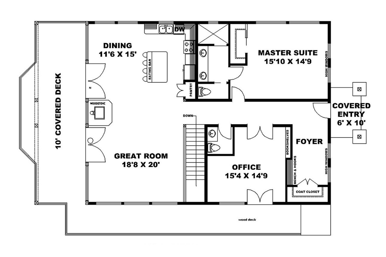 Lodge Style House Plan - 60506 - 1st Floor Plan