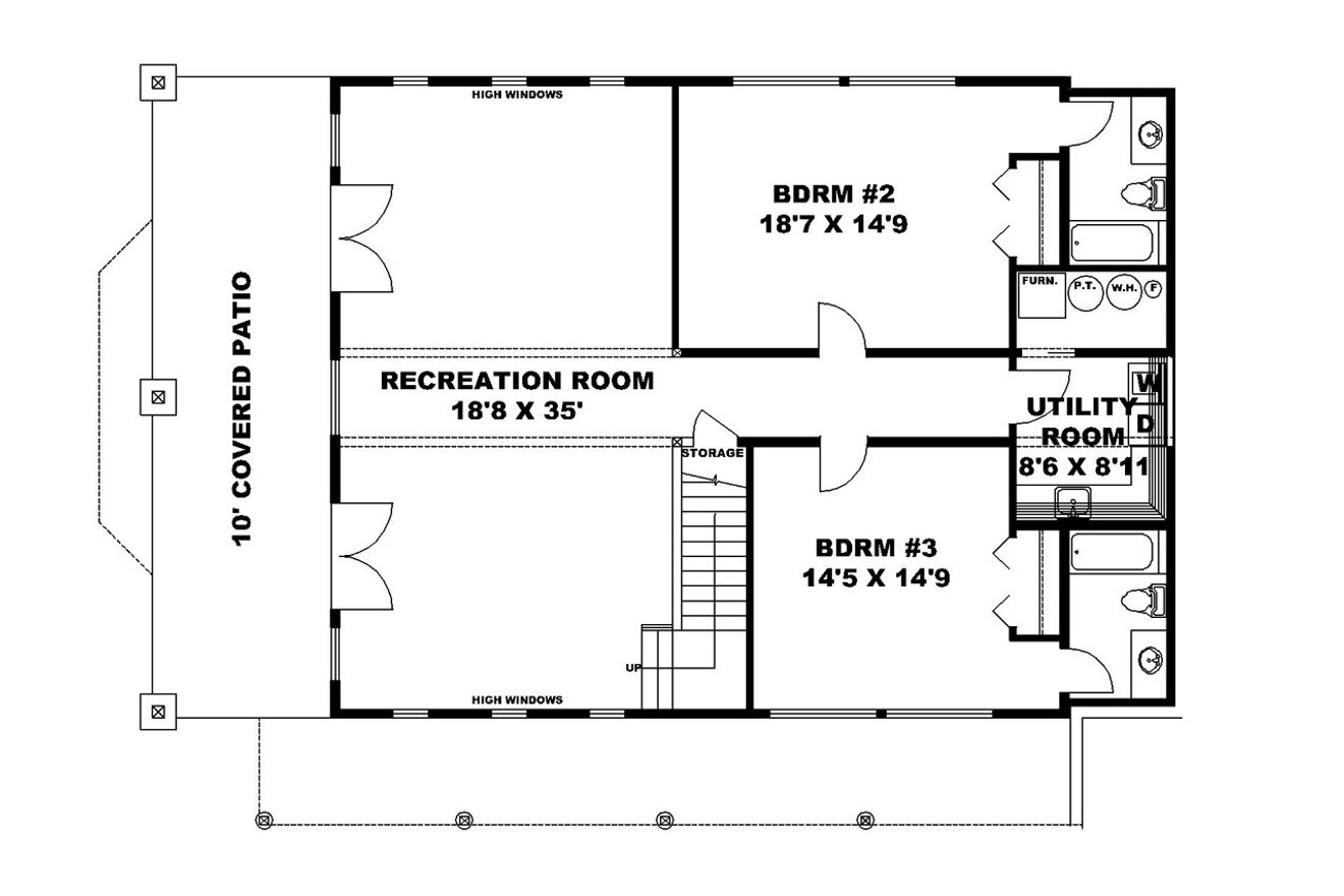 Secondary Image - Lodge Style House Plan - 60506 - Basement Floor Plan