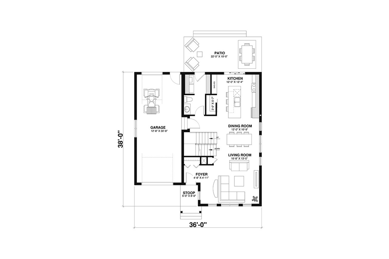 Farmhouse House Plan - Augusta 2 60545 - 1st Floor Plan