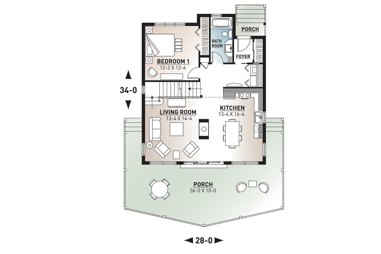 Cottage House Plan - The Skylark 60635 - 1st Floor Plan