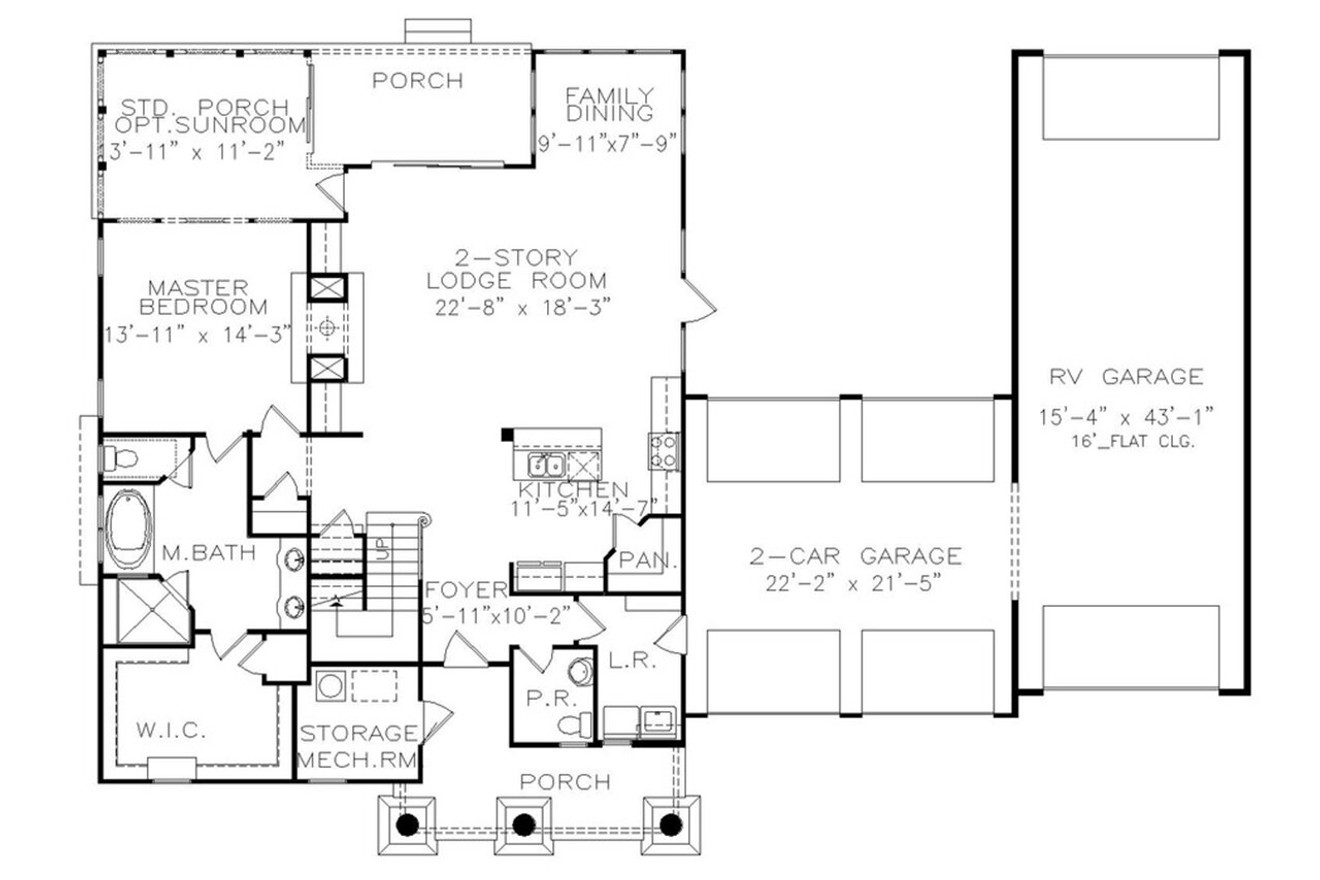 Traditional House Plan - Chatuge  Barndominium 60809 - 1st Floor Plan