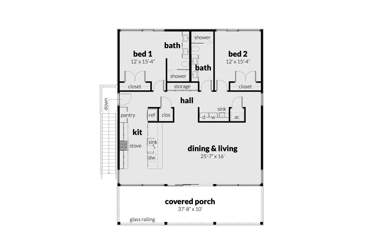 Contemporary House Plan - Hibiscus 60832 - 1st Floor Plan