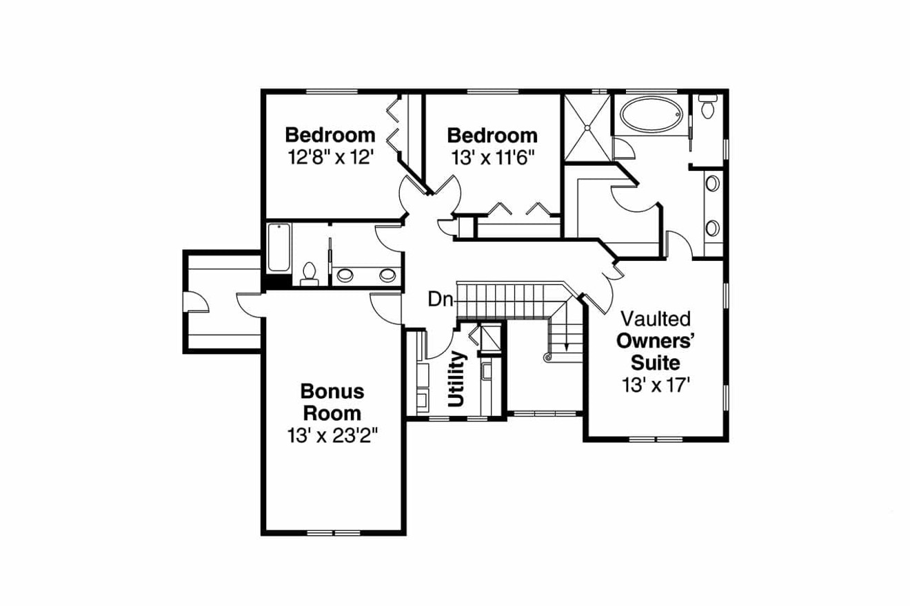 Secondary Image - Traditional House Plan - Thomaston 61142 - 2nd Floor Plan