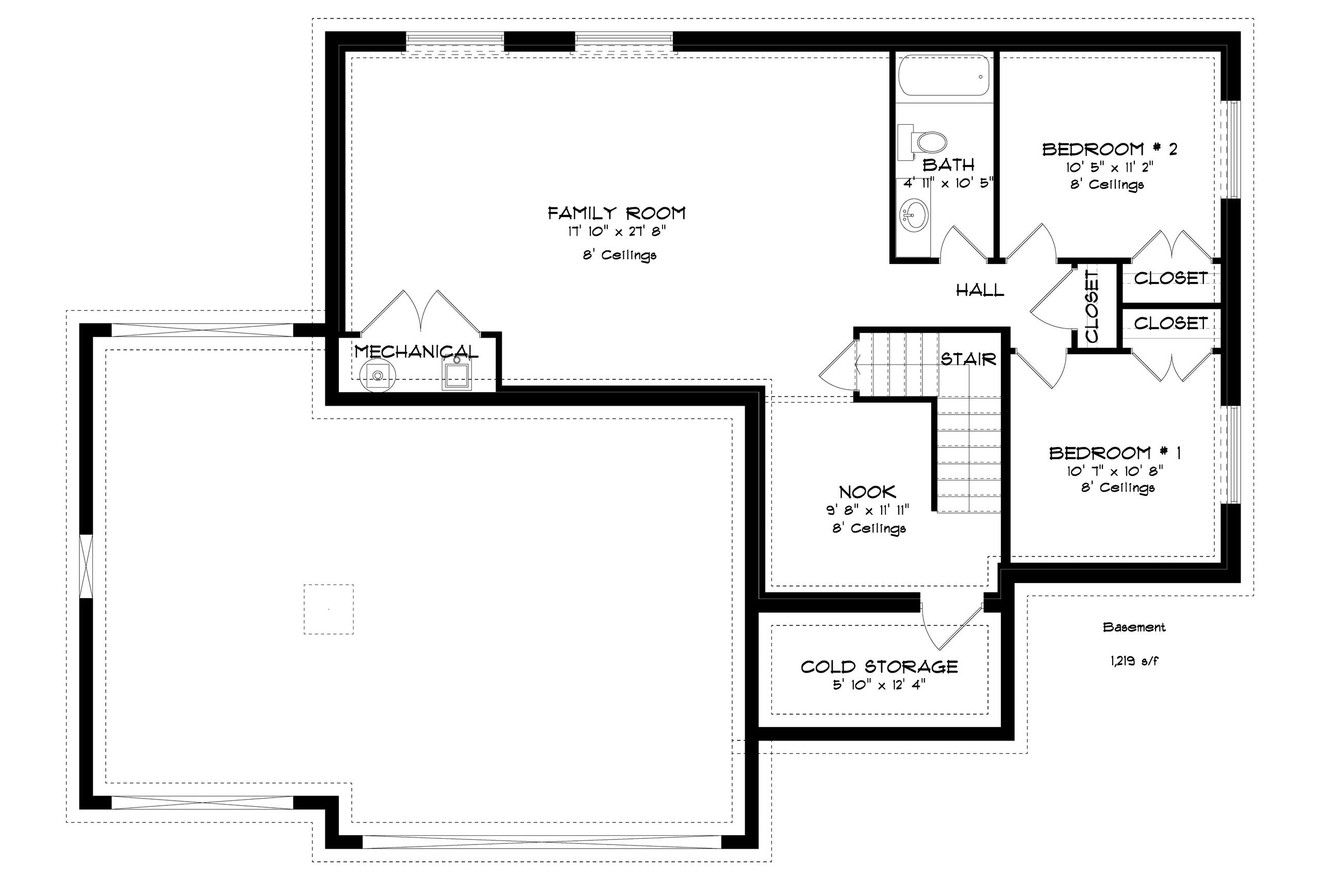 Farmhouse House Plan - Ashleys 61323 - Basement Floor Plan