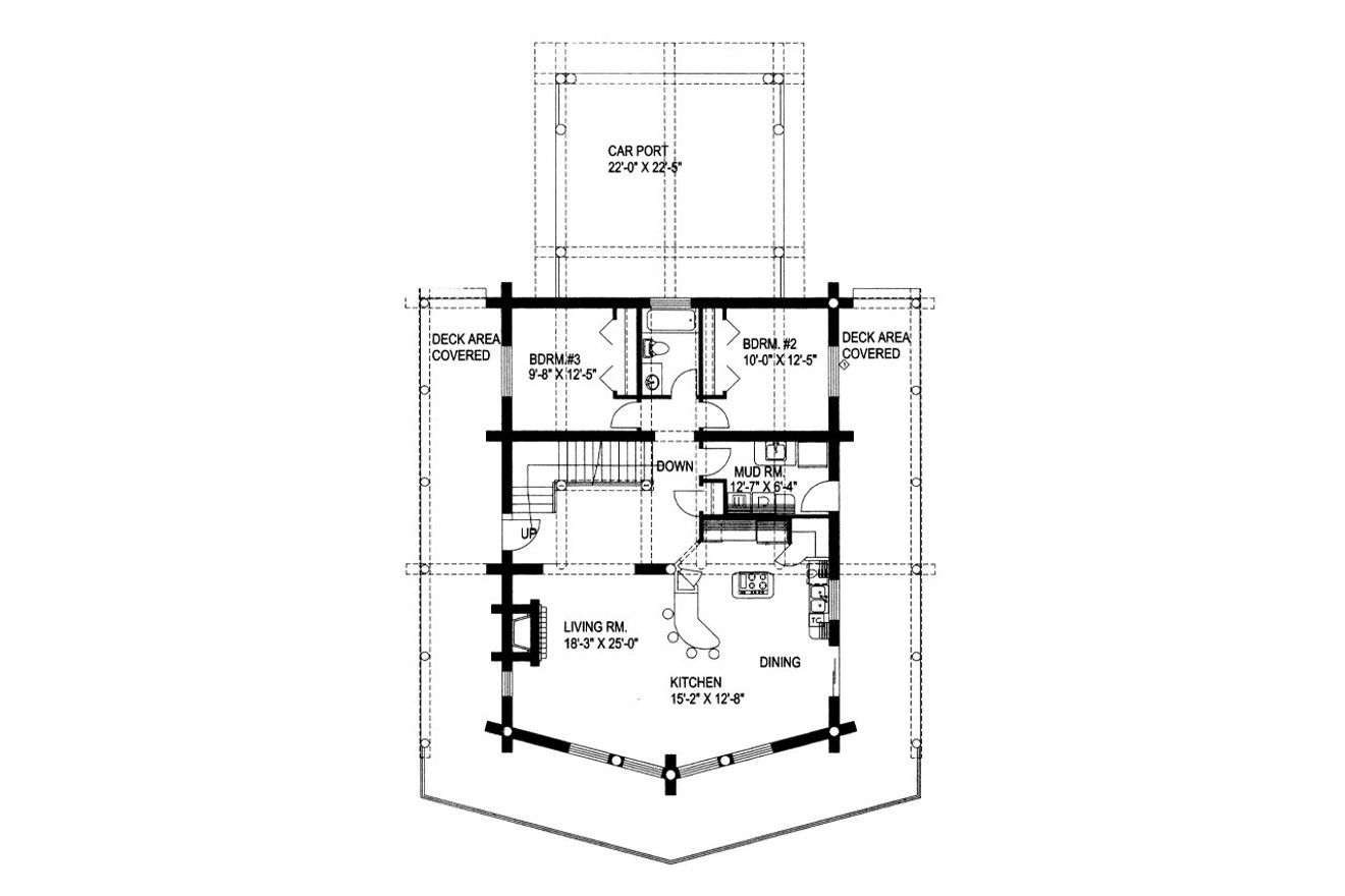 A-Frame House Plan - 61448 - 1st Floor Plan