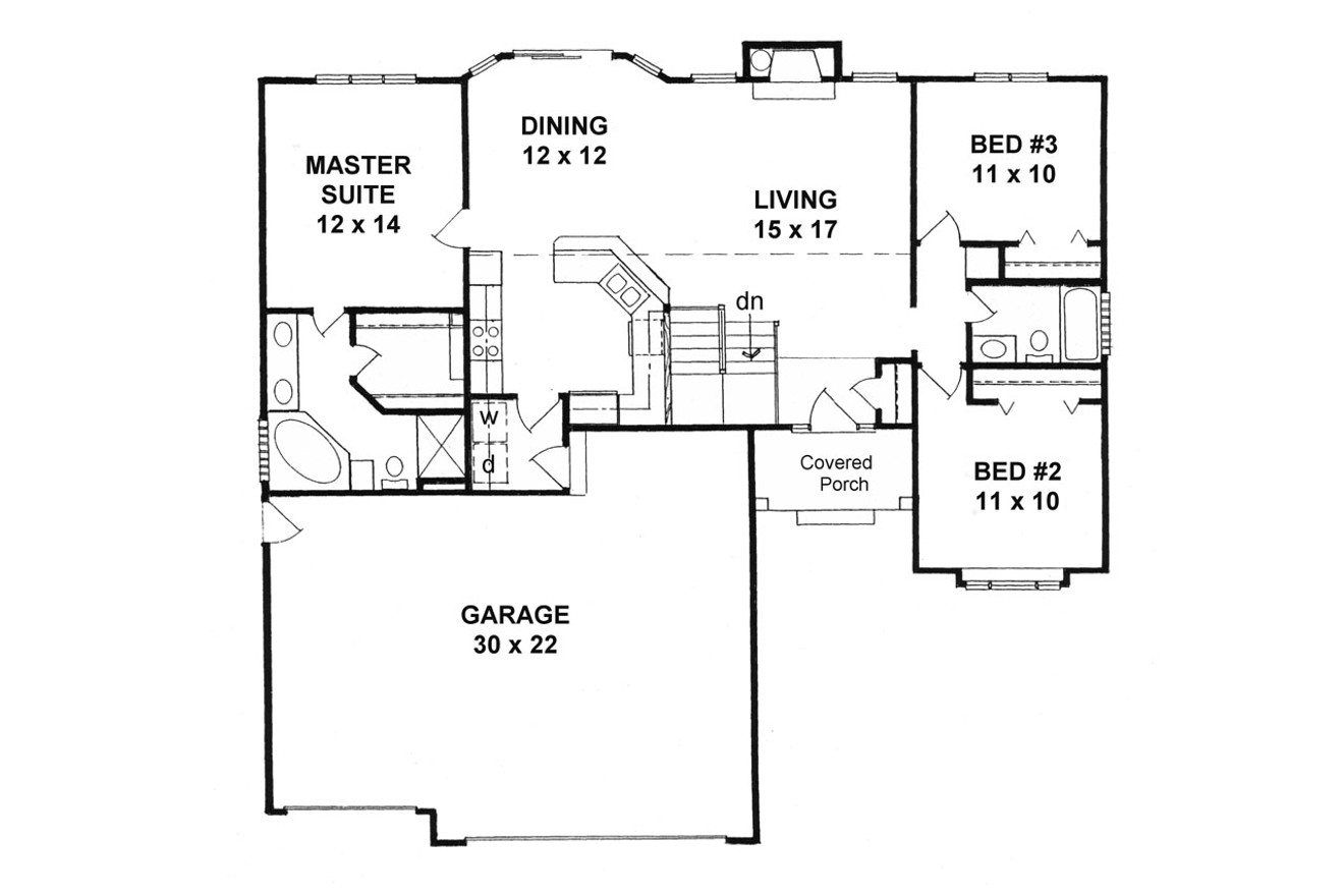 Traditional House Plan - 61543 - 1st Floor Plan