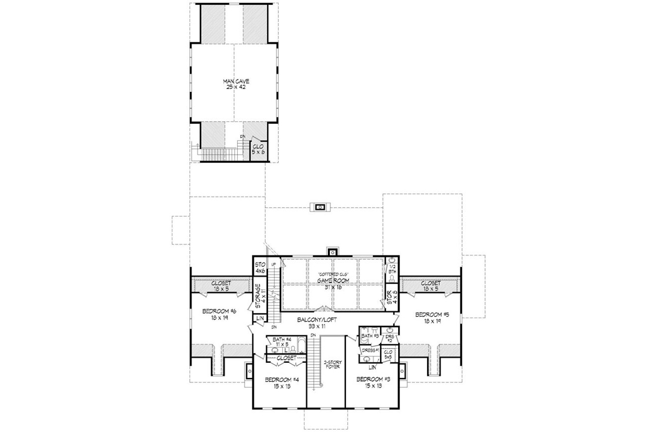 Secondary Image - Colonial House Plan - 61583 - 2nd Floor Plan