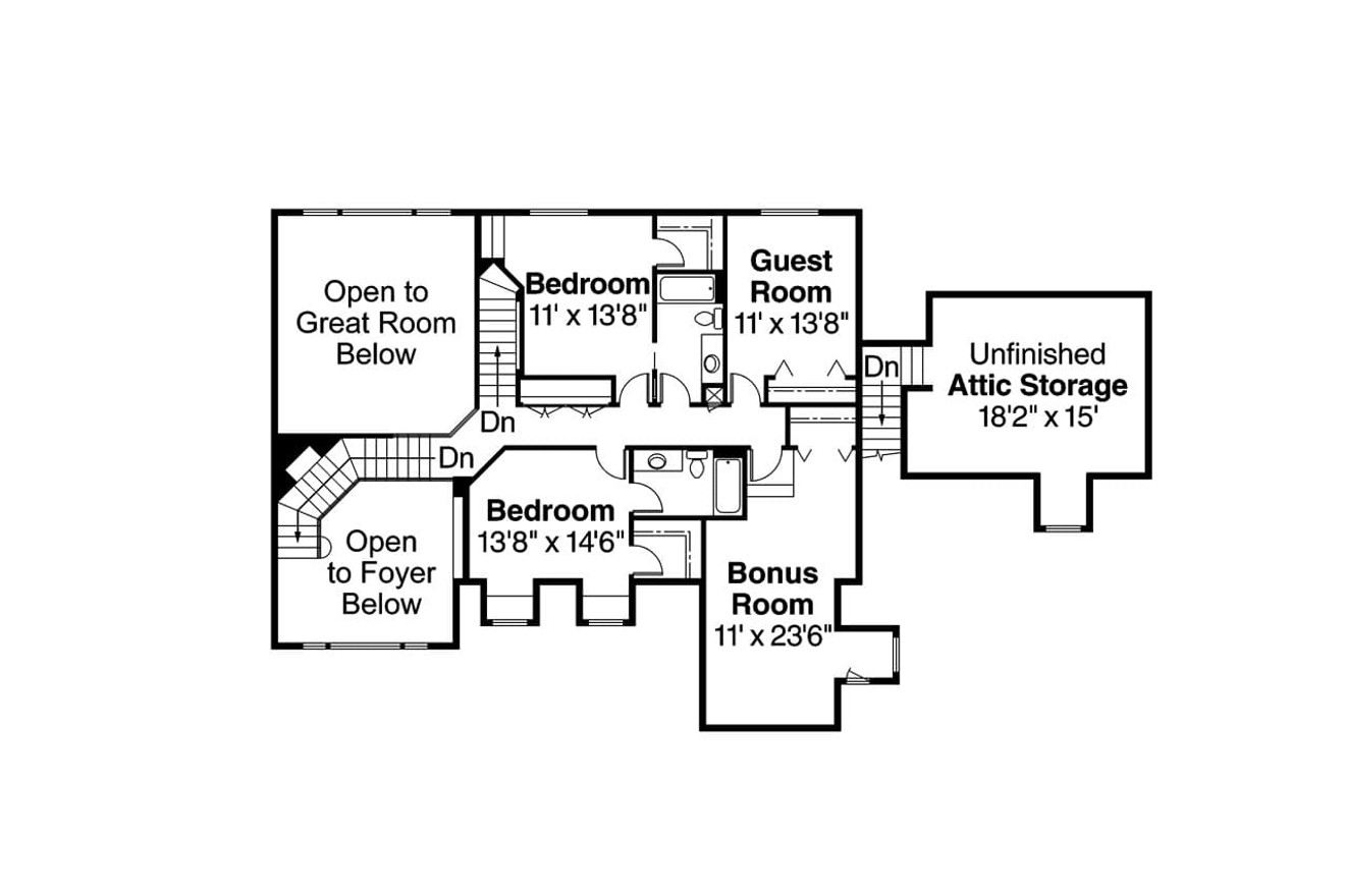 Secondary Image - Classic House Plan - Aroland 61775 - 2nd Floor Plan