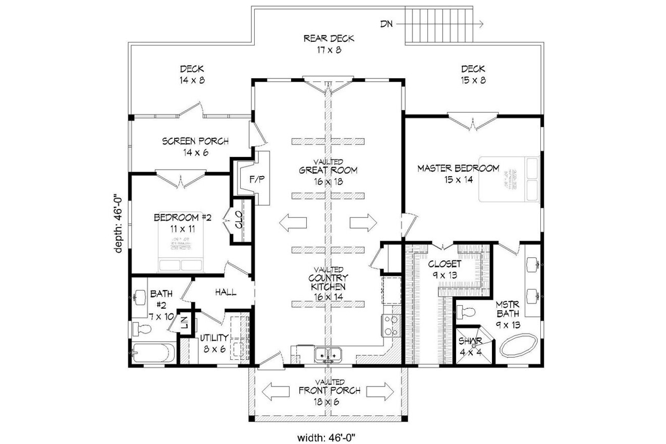 Cottage House Plan - Pickens Place 61928 - 1st Floor Plan