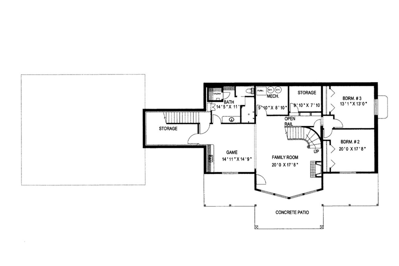 Secondary Image - Craftsman House Plan - 61989 - Basement Floor Plan