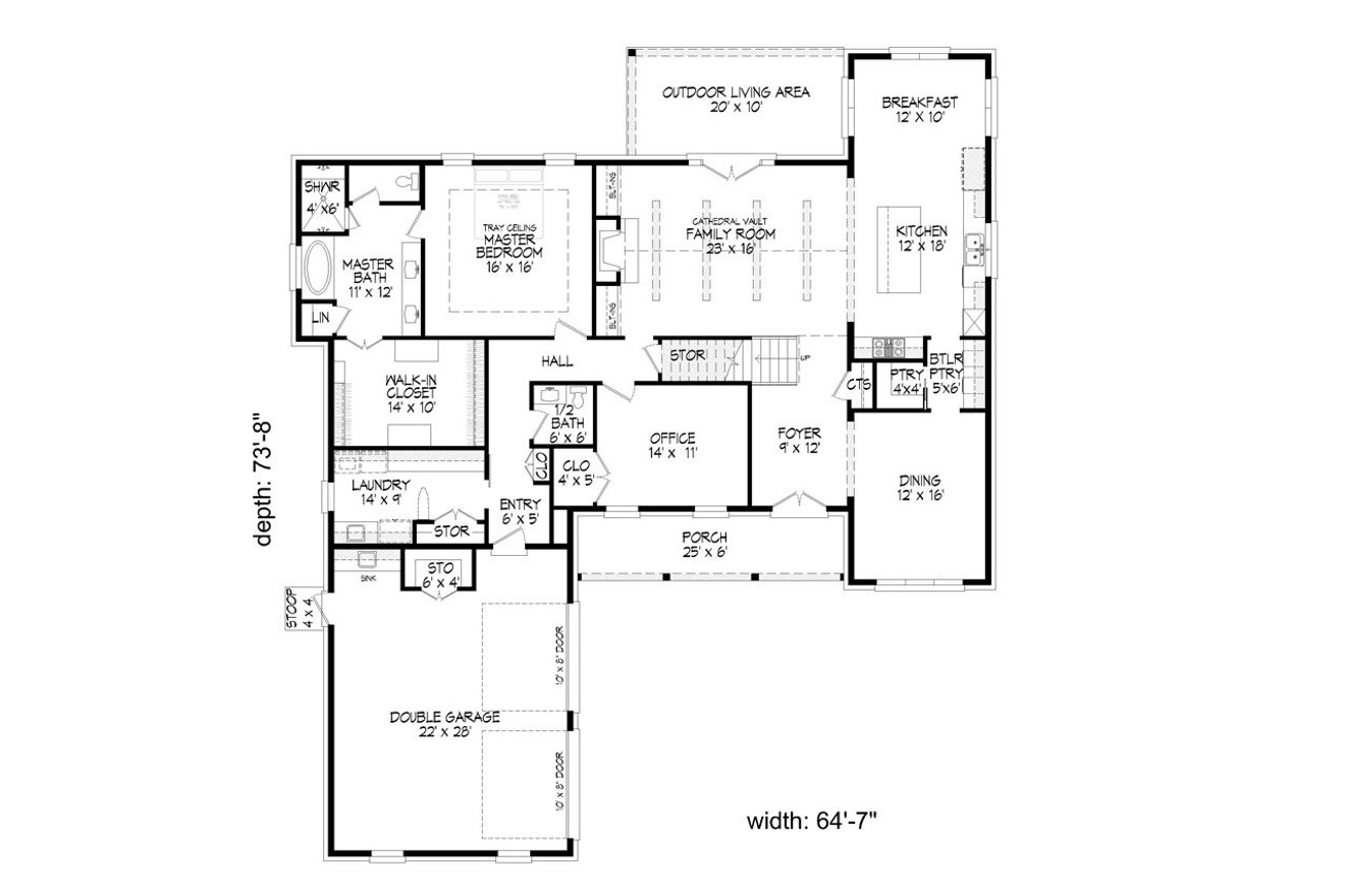 Traditional House Plan - Greenbrier 62433 - 1st Floor Plan
