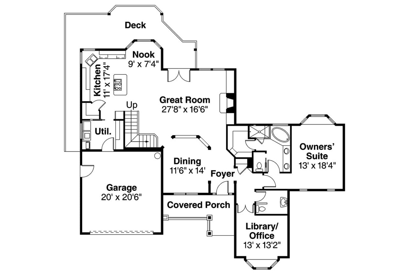 Country House Plan - Lethbridge 62550 - 1st Floor Plan