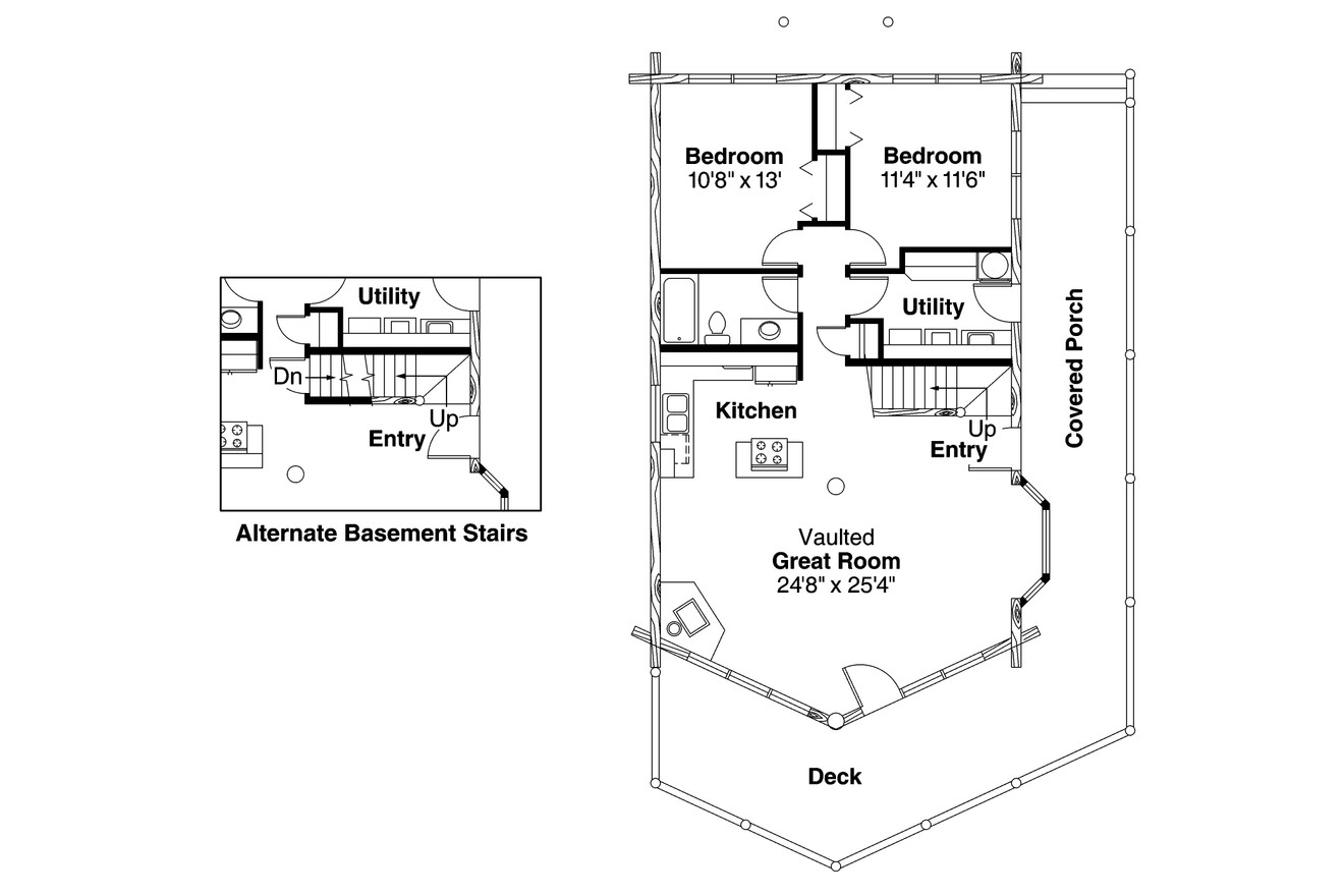 A-Frame House Plan - Eagleton 62662 - 1st Floor Plan