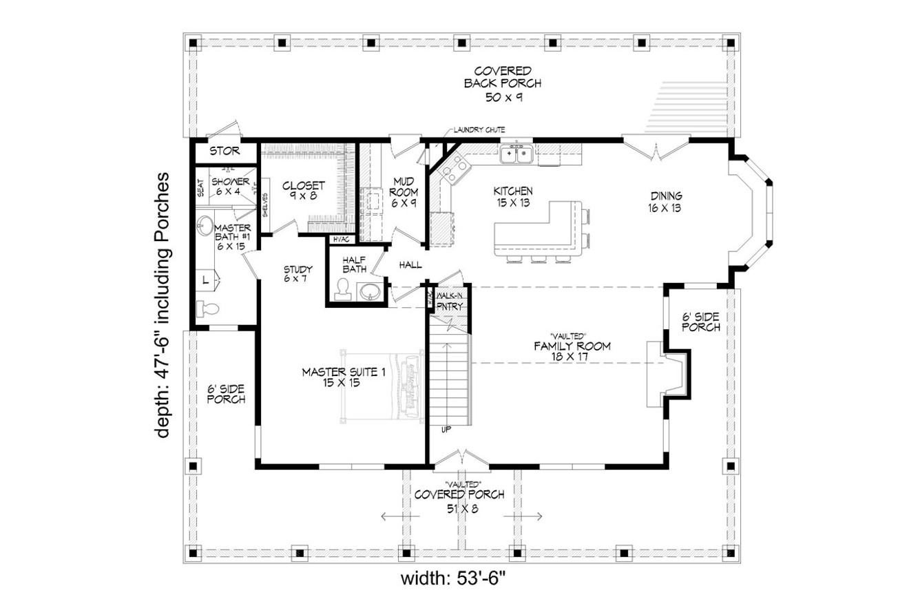 Country House Plan - Puu Lani Ranch 62696 - 1st Floor Plan