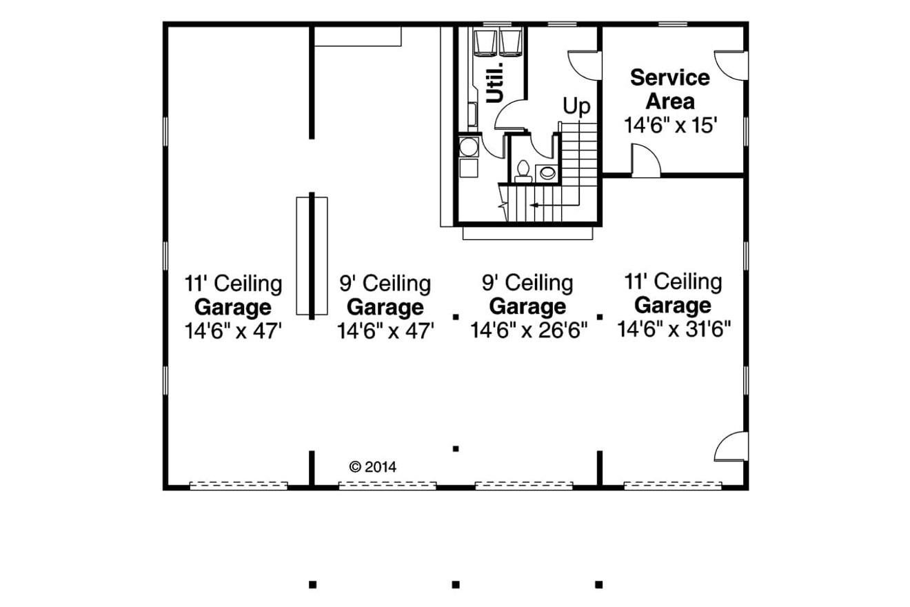 Craftsman House Plan - Garage 62753 - 1st Floor Plan