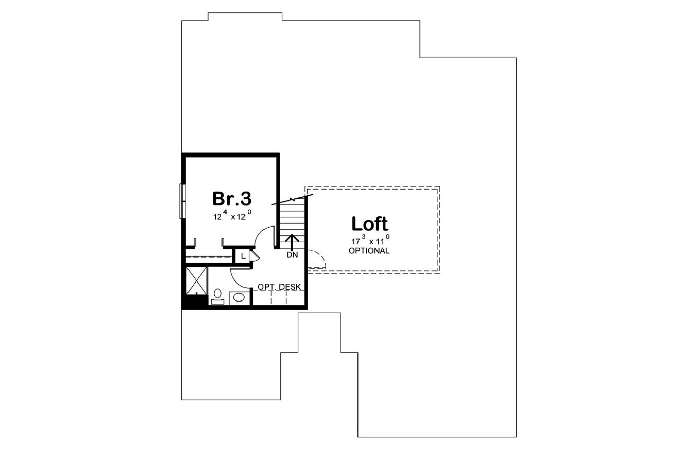 Secondary Image - Craftsman House Plan - Timber Grove 63598 - 2nd Floor Plan