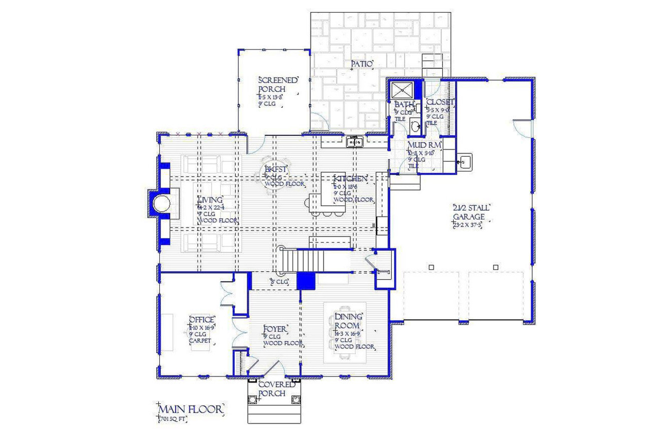 Traditional House Plan - Newport 63656 - 1st Floor Plan