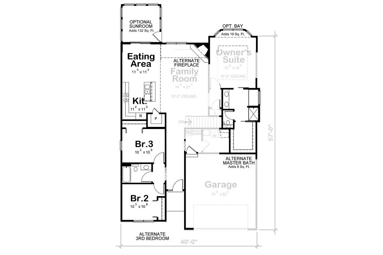 Ranch House Plan - Giles Pointe 63862 - Optional Floor Plan