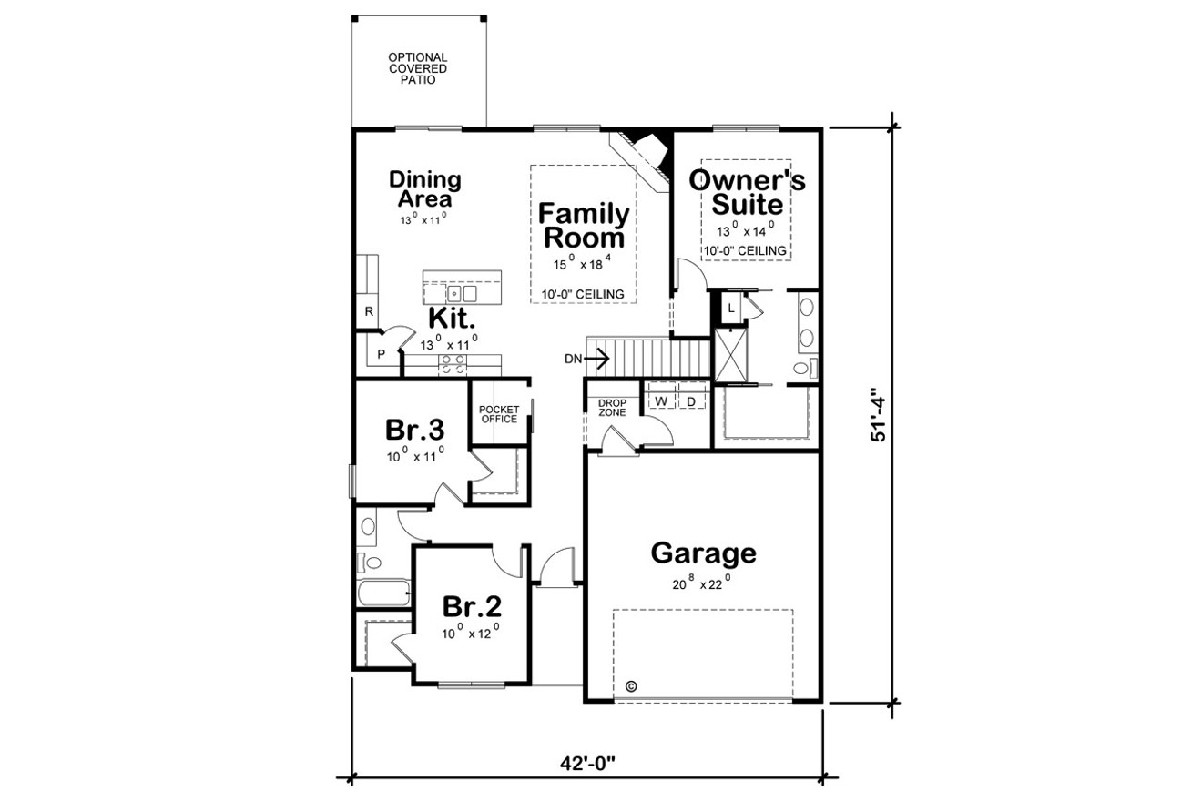 Traditional House Plan - Shelton Place 64043 - 1st Floor Plan