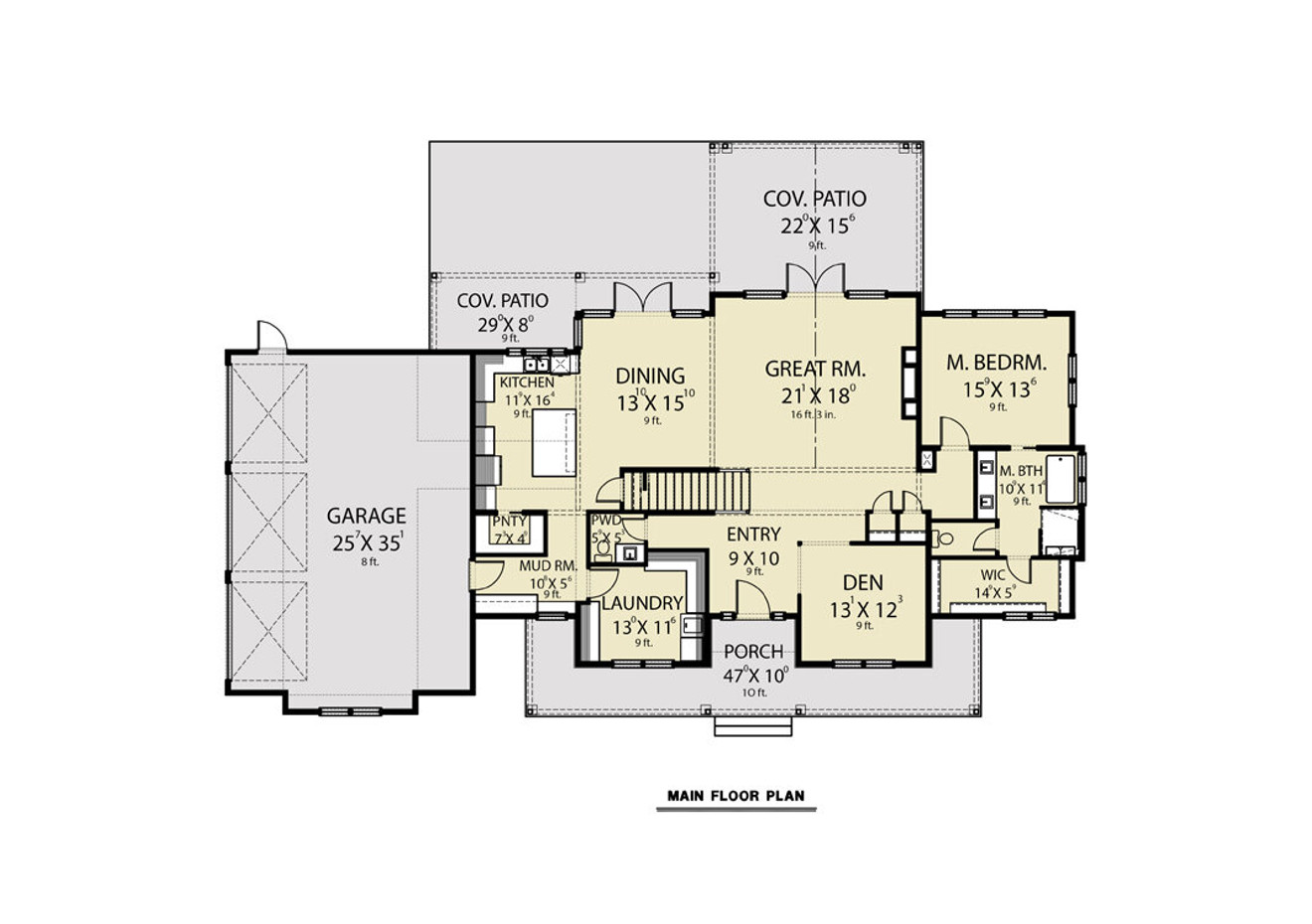 Farmhouse House Plan - 64075 - 1st Floor Plan