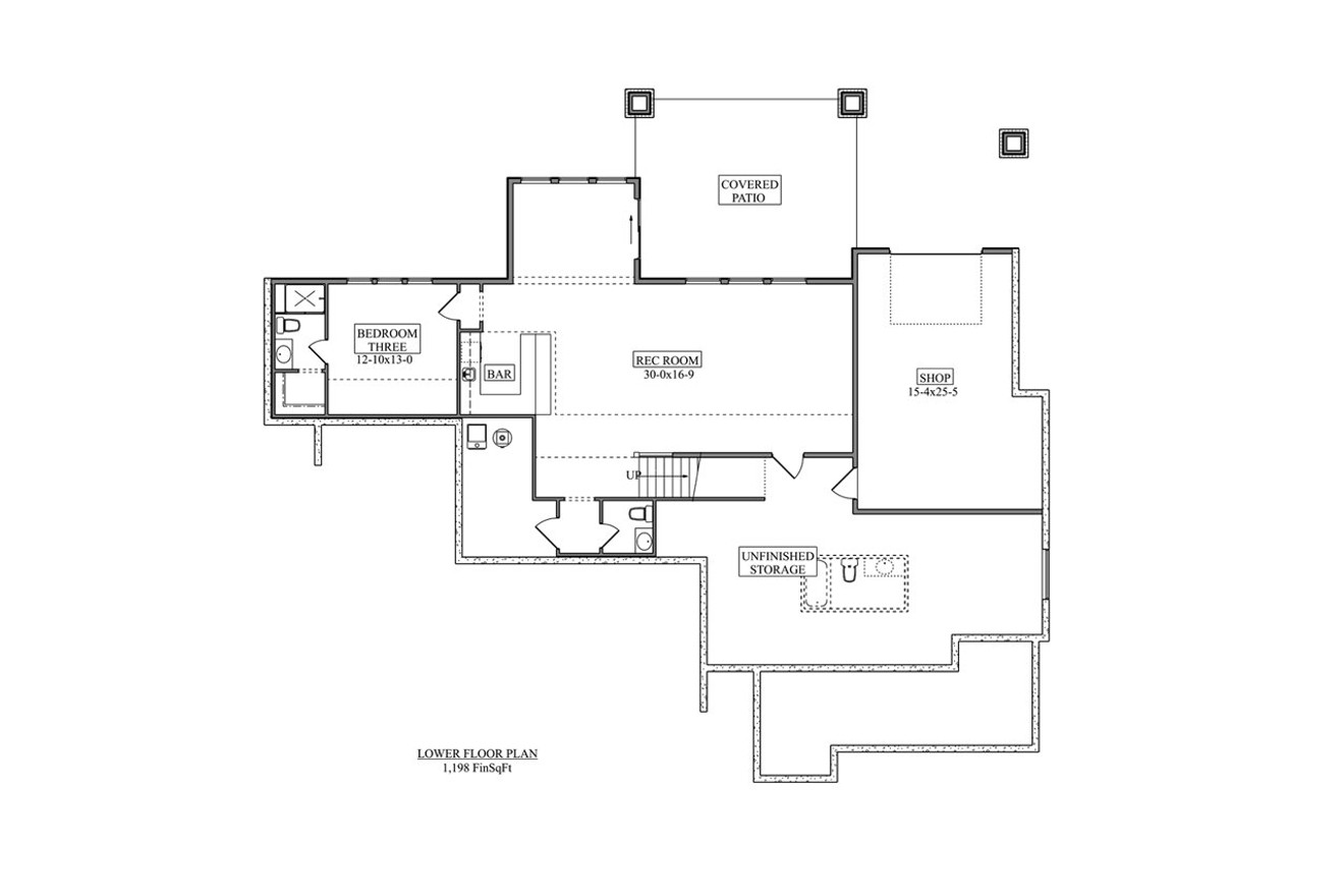Secondary Image - Prairie House Plan - Cactus Trail 64204 - Basement Floor Plan