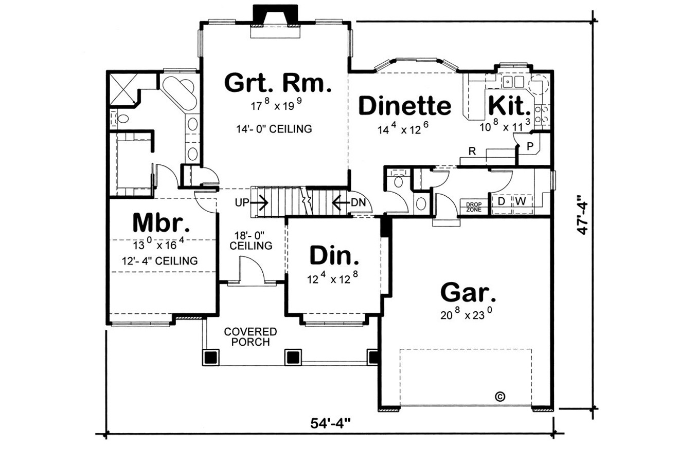 Craftsman House Plan - Flockhart 64237 - 1st Floor Plan