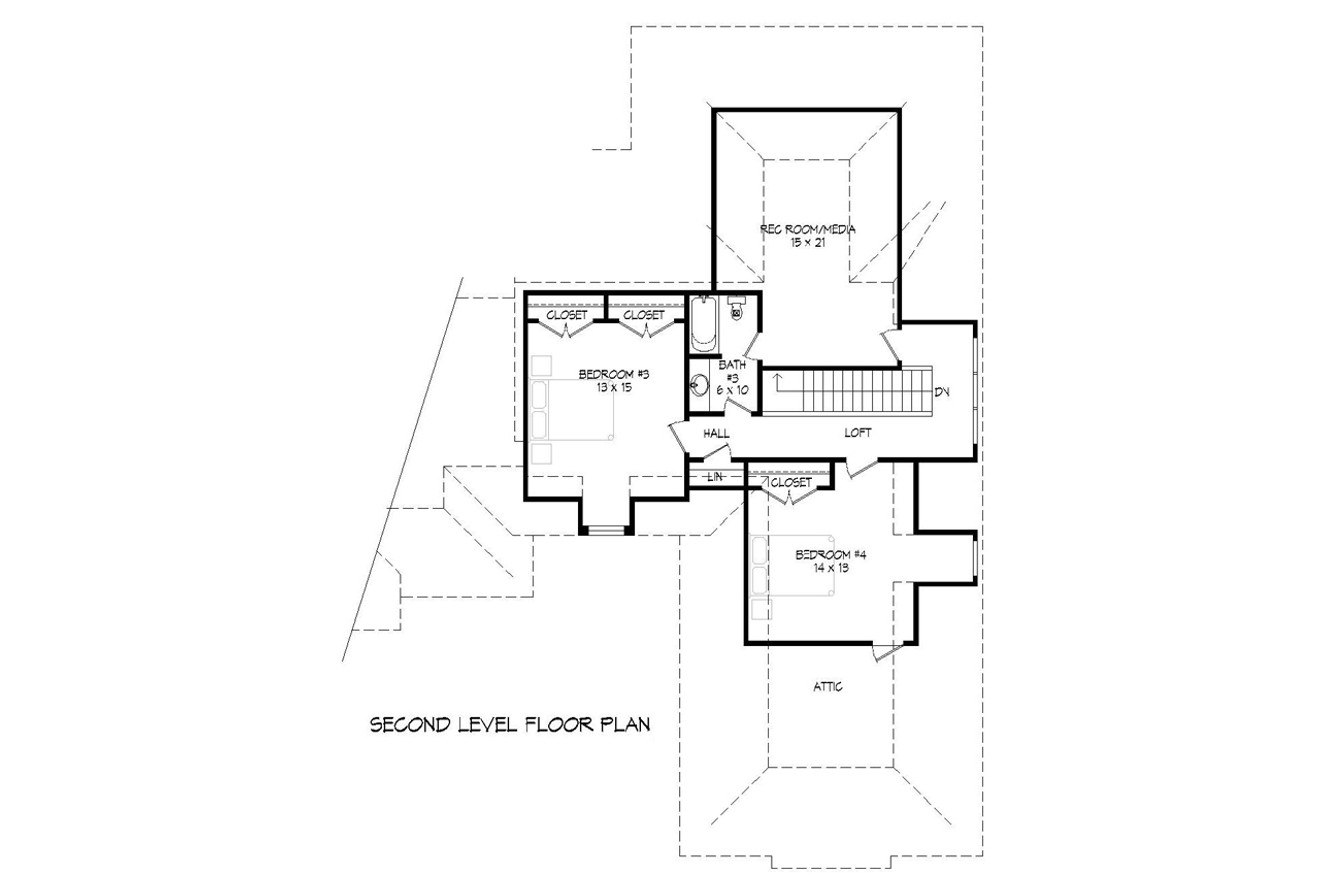 Secondary Image - Classic House Plan - 64780 - 2nd Floor Plan