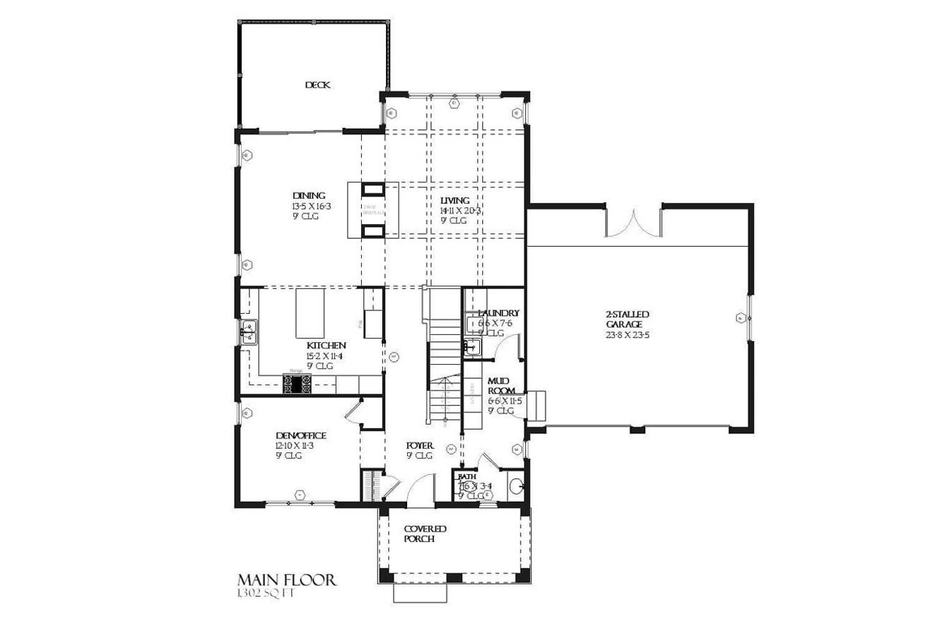 Traditional House Plan - Lake Grove 64785 - 1st Floor Plan