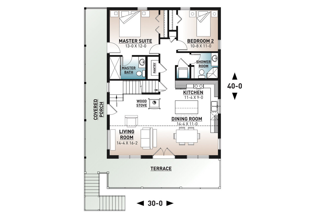 Cottage House Plan - Laurentien 64805 - 1st Floor Plan