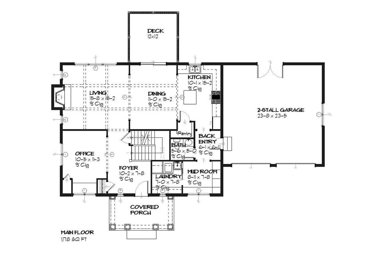 Traditional House Plan - Fisk 64833 - 1st Floor Plan