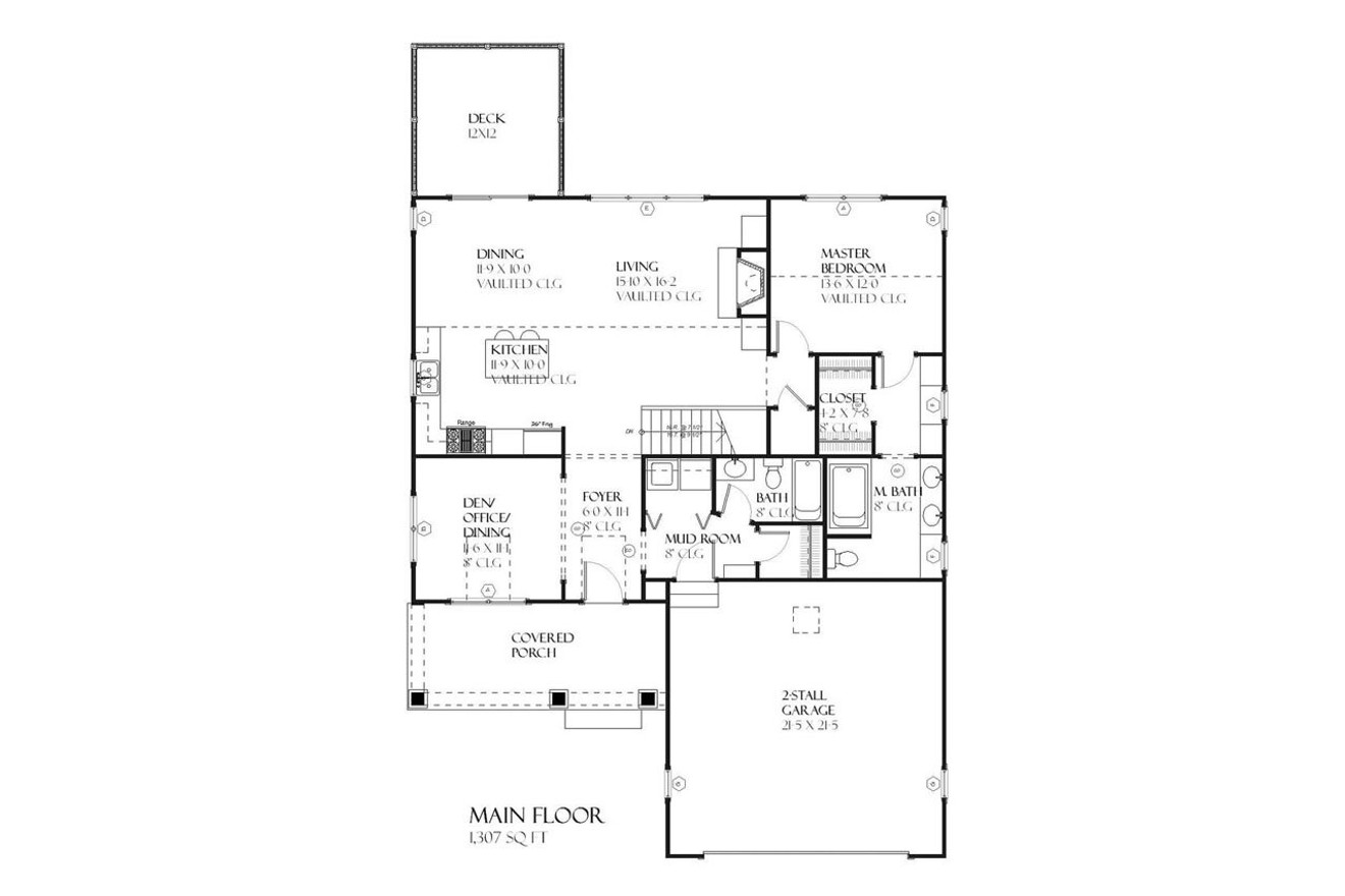 Bungalow House Plan - Rhodes 64944 - 1st Floor Plan