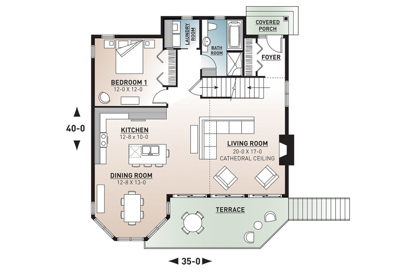 Cottage House Plan - Rosemont 2 65090 - 1st Floor Plan