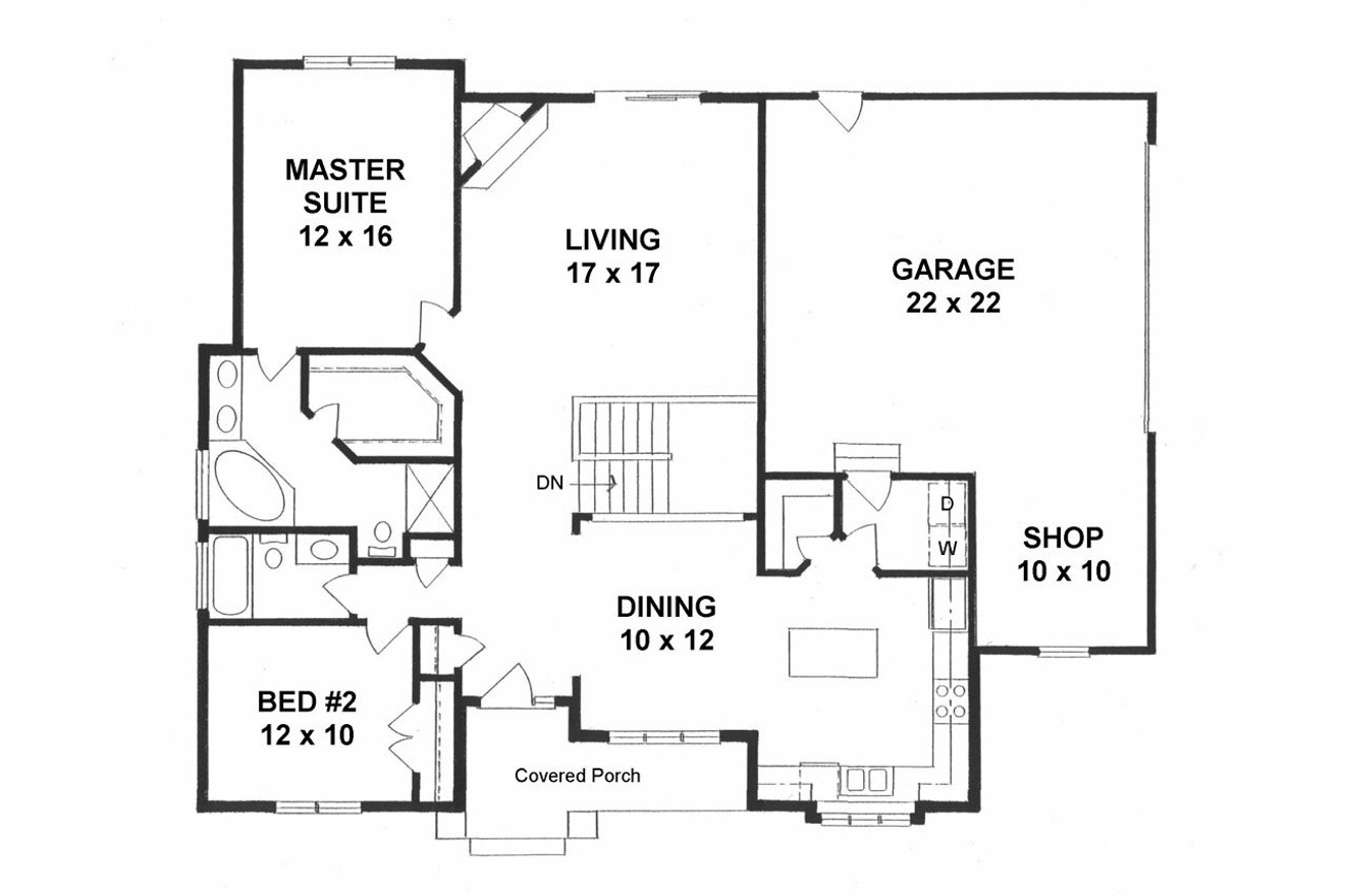 Traditional House Plan - 65183 - 1st Floor Plan